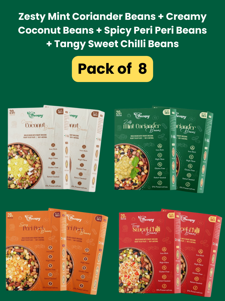 Zesty Mint Coriander Beans(180 gm x 2 box) + Creamy Coconut Beans(180 gm x 2 box) + Spicy Peri Peri Beans(180 gm x 2 box) + Tangy Sweet Chilli Beans(180 gm x 2 box)