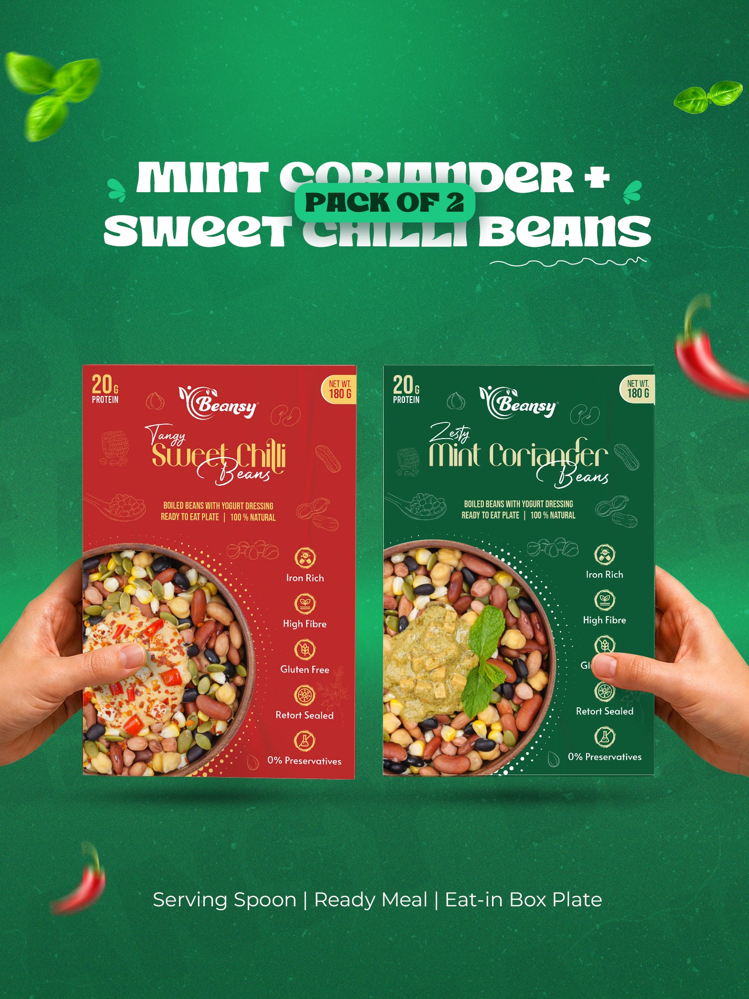 Zesty Mint Coriander Beans(180 gm) + Tangy Sweet Chilli Beans(180 gm