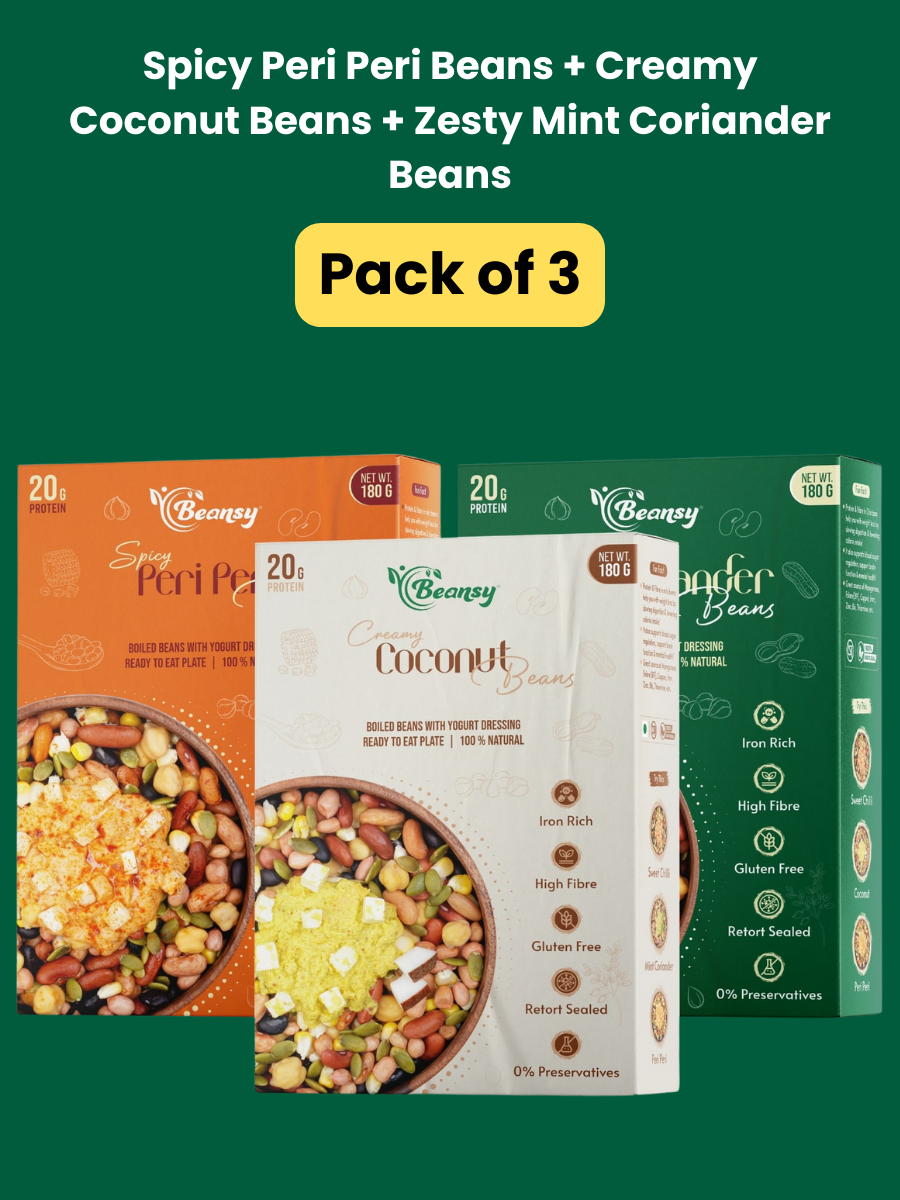 Spicy Peri Peri Beans(180 gm) + Creamy Coconut Beans(180 gm) + Zesty Mint Coriander Beans(180 gm