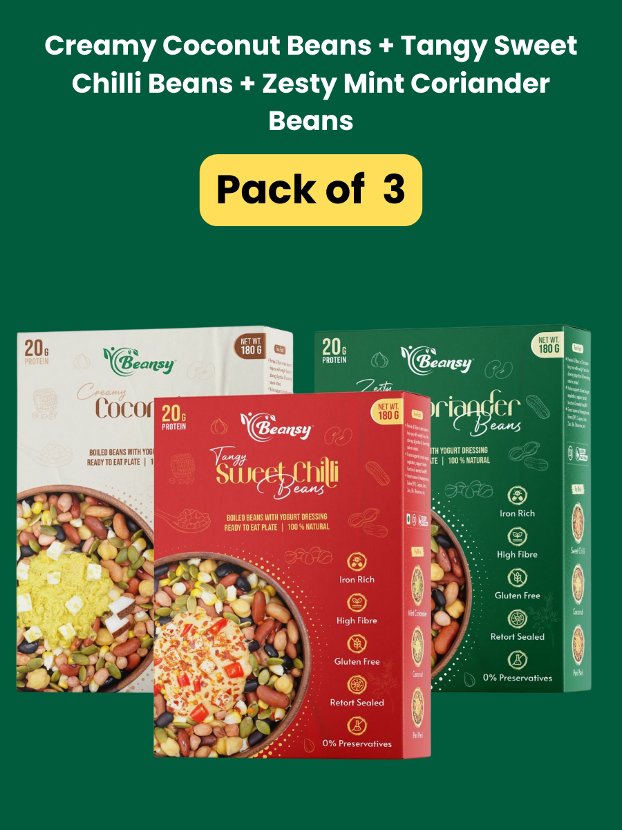 Creamy Coconut Beans(180 gm) + Tangy Sweet Chilli Beans(180 gm)+ Zesty Mint Coriander Beans(180 gm)